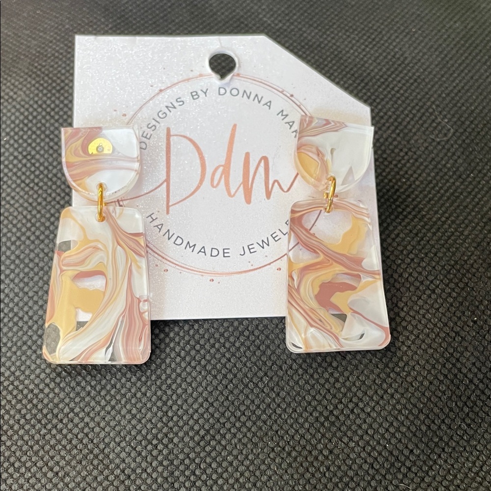 Marbled Brown and White Earrings